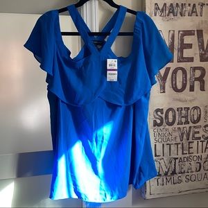 NWT: I.N.C Blue Off the Shoulder Top